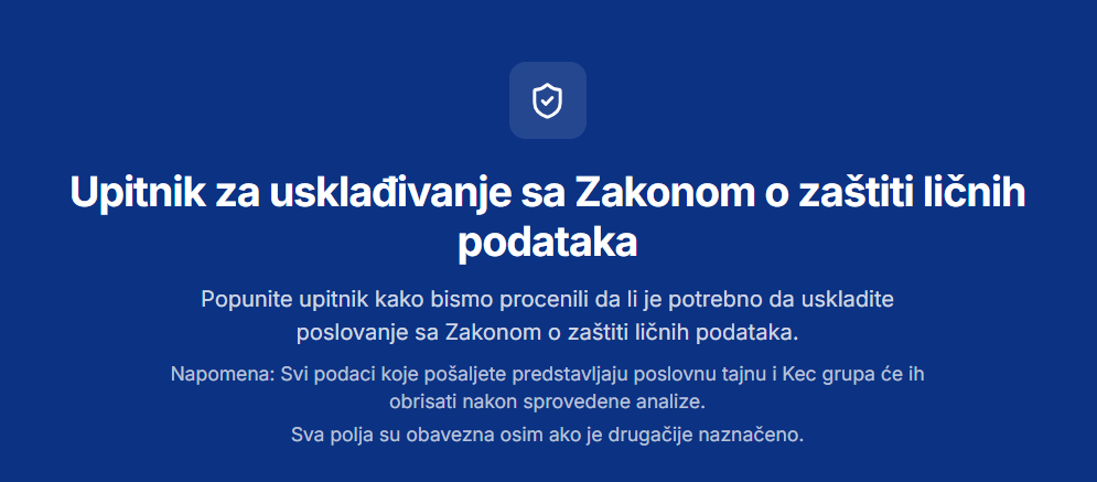 Procjena usklađenosti sa Zakonom o zaštiti ličnih podataka – provjerite usklađenost potpuno besplatno